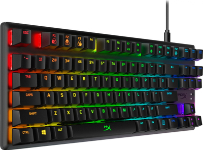 Tastierë mekanike HyperX Alloy Origins Core, për lojra, me drita RGB, HX Blue, QWERTY US, e zezë