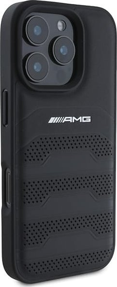 Mbrojtëse telefoni AMG AMHCP16LGSEBK, për iPhone 16 Pro 6.3", hardcase lëkurë, e zezë