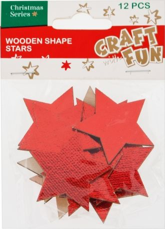 Yje dekorative nga druri Craft with Fun, 12 copë, të kuq
