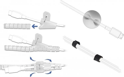 Set për ndreqje kabllosh DeLOCK 18392, tub spiral, mbajtëse me ngjitje vetë, zi-gri