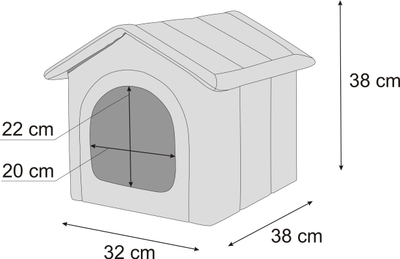 Shpi e vogël për qen e mace, 38x38x32 cm, palosëse, ngjyrë e qetë