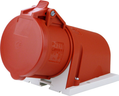 Индустриска ѕидна приклучница Mennekes CEE 27008, 32A, 5P 400V, црвена