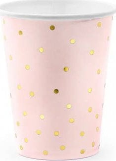 Gotë letre PartyDeco Dots, 260ml, set 6 copë, rozë e çelur