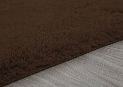 Tapet shaggy Thick Soft Plush, 60x120cm, fibrë sintetike, kafe e errët