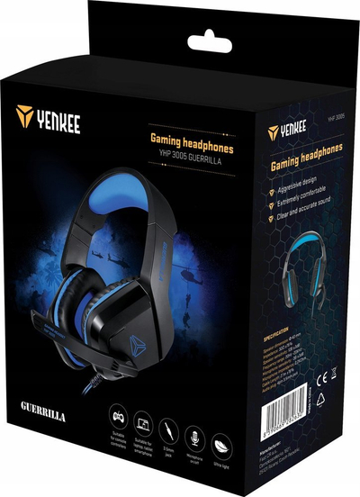 Kufje gaming Yenkee YHP 3005 Guerrilla, me mikrofon, jack 3.5mm, zi blu
