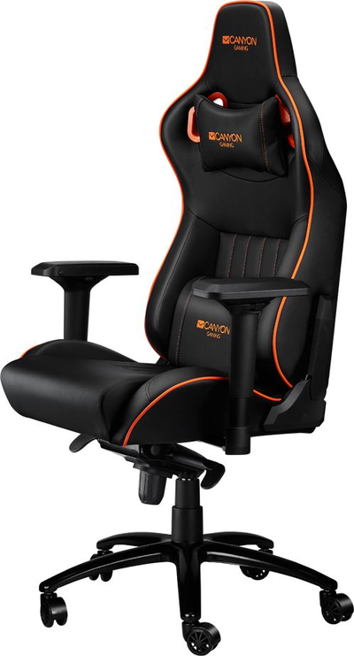 Karrige gaming Canyon Corax Hern Chair, lëkurë eco, mban deri 150 kg, e zezë me portokalli