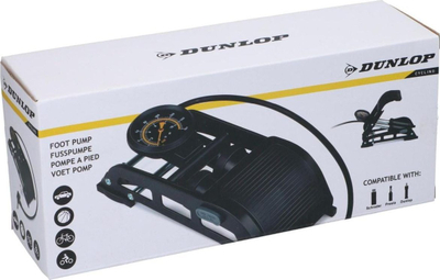 Pompa e dyshemes NONA Dunlop 2 Double Action, me manometër 160 PSI, për biçikleta, makina dhe topa, gri