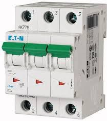 Ndarës automatik Eaton PLSM C6/3, 3P, 6A, 10kA, i bardhë