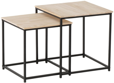 Set tavolinash kafeje Boltze Loft Boras, metal dhe dru, set 2 copë, bezhë