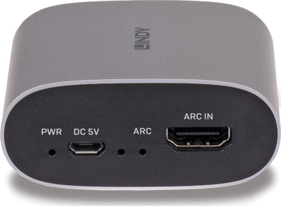 Konvertues audio Lindy 38363, HDMI ARC në RCA dhe 3.5mm, argjendtë