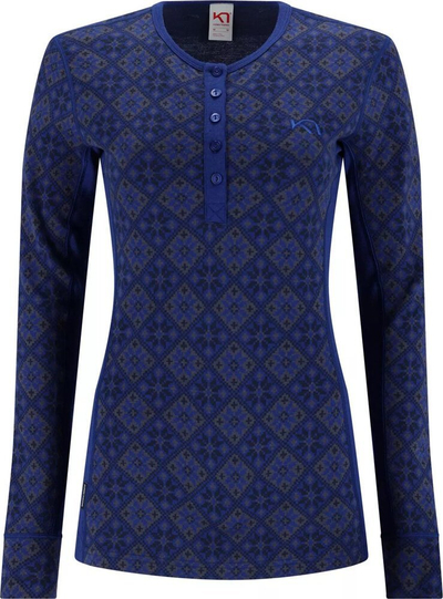 Bluzë termike për goca Kari Traa Rose LS, lesh merino 100%, mëngë të gjata, blu