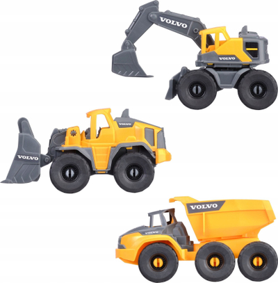 Set lodrash ndërtimi Dickie Toys Volvo Construction Site Vehicles, 3 automjete, 16 cm, shumëngjyrëshe
