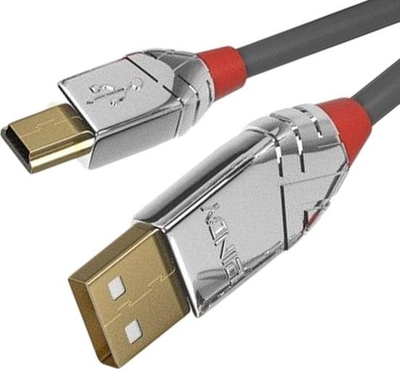 Kabllo Lindy USB-A në miniUSB, 7.5m, gri