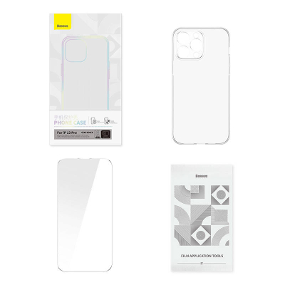 Set mbrojtës Baseus Corning, maskë dhe xham, për iPhone 13 Pro, transparent