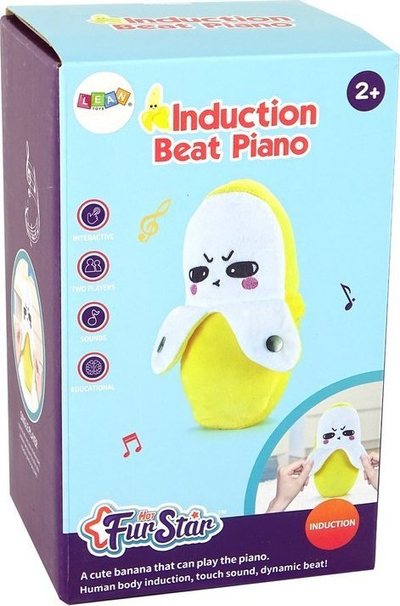 Lodër pelushi Leantoys Banana, muzikore, 22cm, e verdhë