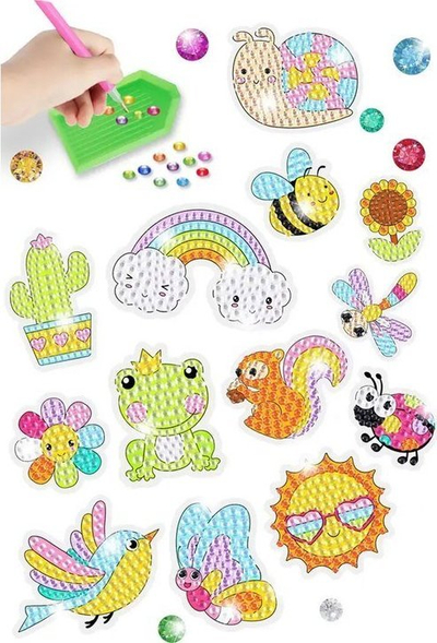 Set sticker diamant LeanToys Animals Garden Rainbow Mosaic, mozaik dekorativ, për fëmijë