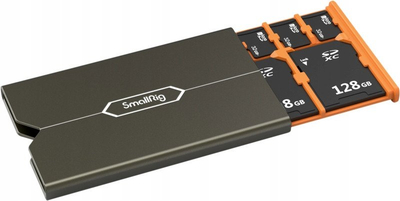 Kuti për karta memorie SmallRig 4107, Sony CFexpress Type A SD Micro SD, aliazh alumini, gri portokalli