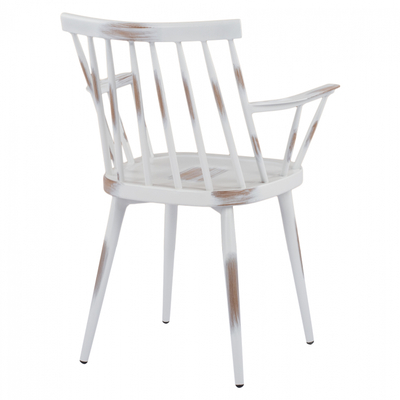 Karrige alumini Yvonne HM5555.02, me mbështetëse krahësh, 60x50x82 cm, e bardhë patina