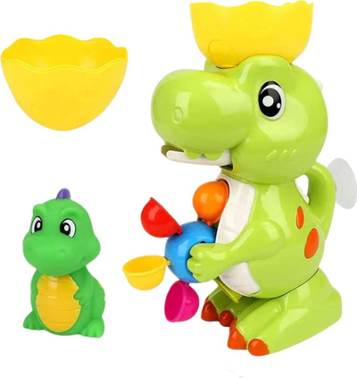 Lodër banjoje ProNice Dinosaur Water Wheel, dinozaur me rrota uji, me gotë dhe figurë, jeshile