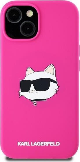 Mbulesë telefoni Karl Lagerfeld KLHMP15SSCHPPLF, silikon MagSafe, për iPhone 15 14 13 6.1", rozë fuchsia