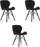 Set karrigesh velvet LAGO, 3 copë, këmbë druri, e zezë