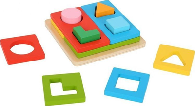 Lodër druri sorter Multi Shape, 14 x 14 x 5 cm, shumëngjyrëshe