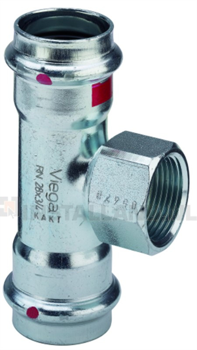 Tee lidhëse Viega Prestabo 558901, 22mm x 1/2" FF x 22mm, çelik