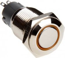Buton vandalizmi DimasTech Silverline 16mm, LED portokalli, ngjyrë argjendi
