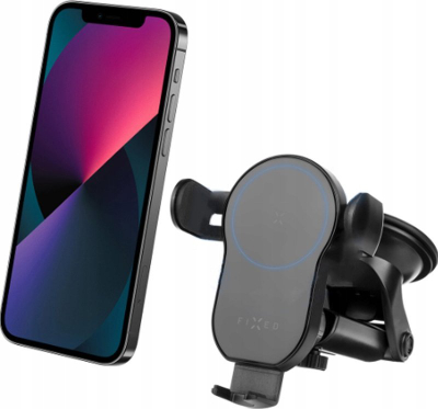 Mbajtëse telefoni FIXED Matic XL Wireless për makinë, për xham a pult, 15W, e zezë