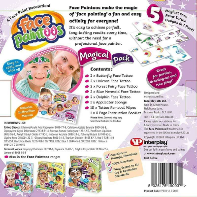 Set tatuazhesh fytyre Interplay Face Paintoos Magical Pack, 5 dizajne, për fëmijë 4+