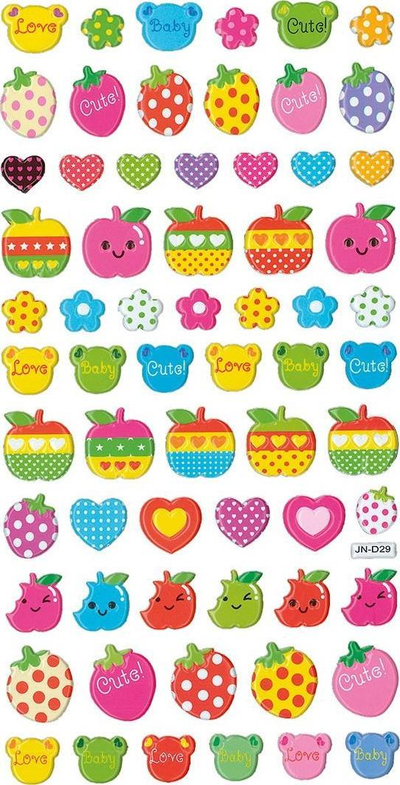 Ngjitëse konvekse Titanum Convex Stickers Mix, set 65 copë, shumëngjyrëshe