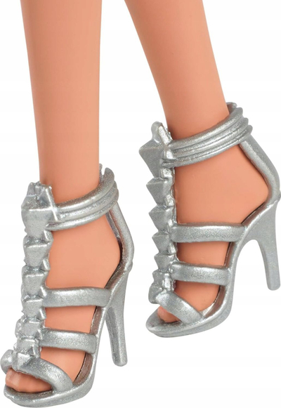 Kukull Barbie Fashionistas, fustan lejla me shkëlqim, flokë kafe