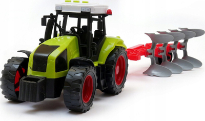 Loje traktor Dromader 02983, me zë e drita, me rimorkio plug, jeshil