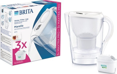 Ibrik filtrues uji Brita Marella, 2.4L, 3 fishekë MAXTRA PRO, i bardhë