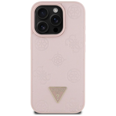 Футрола за телефон Guess Grained Triangle Logo MagSafe, за iPhone 16 Pro 6.3\", розова