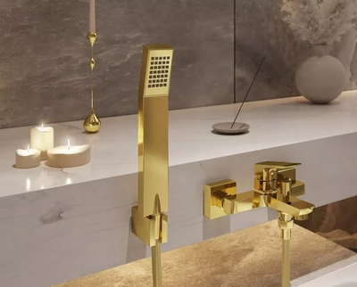 Rubinet muri për vaskë Ferro Vitto Gold Verdeline, me aerator, trup bronxi, ngjyrë ari