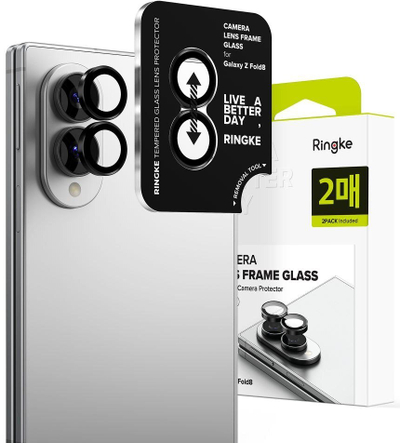 Mbrojtës kamere Ringke Camera Frame, Galaxy Z Fold 8, xham 9H 2 copë, i zi