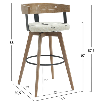 Stol rrotullues Lani 52,5x50,5x88Hcm (HM9988.01)
