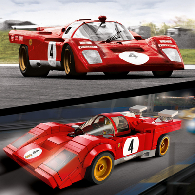Lodër me kuba LEGO Speed Champions 1970 Ferrari 512 M 76906, për moshat 8+, me shumë ngjyra