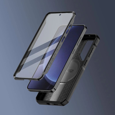 Kapak telefoni Tech-Protect Kevlar MagSafe+, Galaxy S25, me xham mbrojtës, i zi