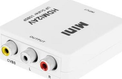 Konvertues HDMI CABLETECH MINI AV2HDMI, 3x RCA, upscaler 1080p, i bardhë