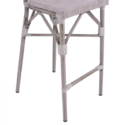 Stol alumini stil bambuje, textilene, 47×61×115 cm (HM5110), bardhë