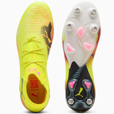 Фудбалски копачки PUMA Future 8 Ultimate MxSG, со метални копчиња, за мек терен, жолти со црни