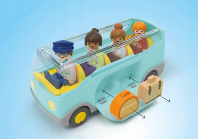 Lodër autobus Playmobil Junior 71682, 9 pjesë, për kalamaj nga 1 vjeç, vjollcë e kaltër