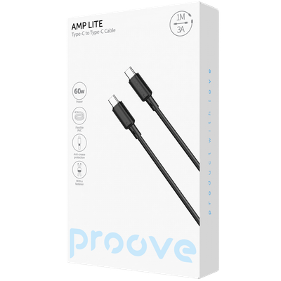 Kabllo karikimi Proove AMP Lite Type-C në Type-C, 60W, 1m