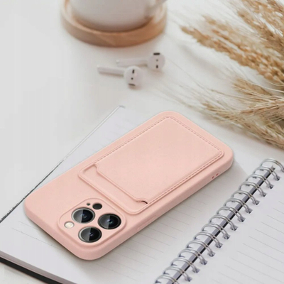 Mbrojtëse silikoni Forcell Card Case për Xiaomi Redmi 12 4G, xhep për kartë, antirrëshqitëse, e zezë