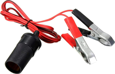 Adapter prizë çakmaku makine 12V, me kapëse baterie, i zi