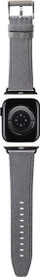 Rrip dore për Apple Watch Karl Lagerfeld Saffiano Monogram, 42/44/45/49 mm, lëkurë ekologjike, argjendtë