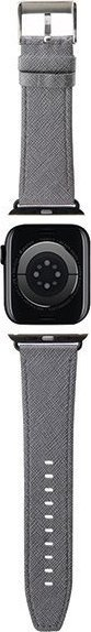 Rrip dore për Apple Watch Karl Lagerfeld Saffiano Monogram, 42/44/45/49 mm, lëkurë ekologjike, argjendtë