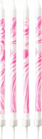 Kandila për ditëlindje New Party 12 Candles Birthday Marbled Pink, 12 copë, 12 cm, rozë mermeri
